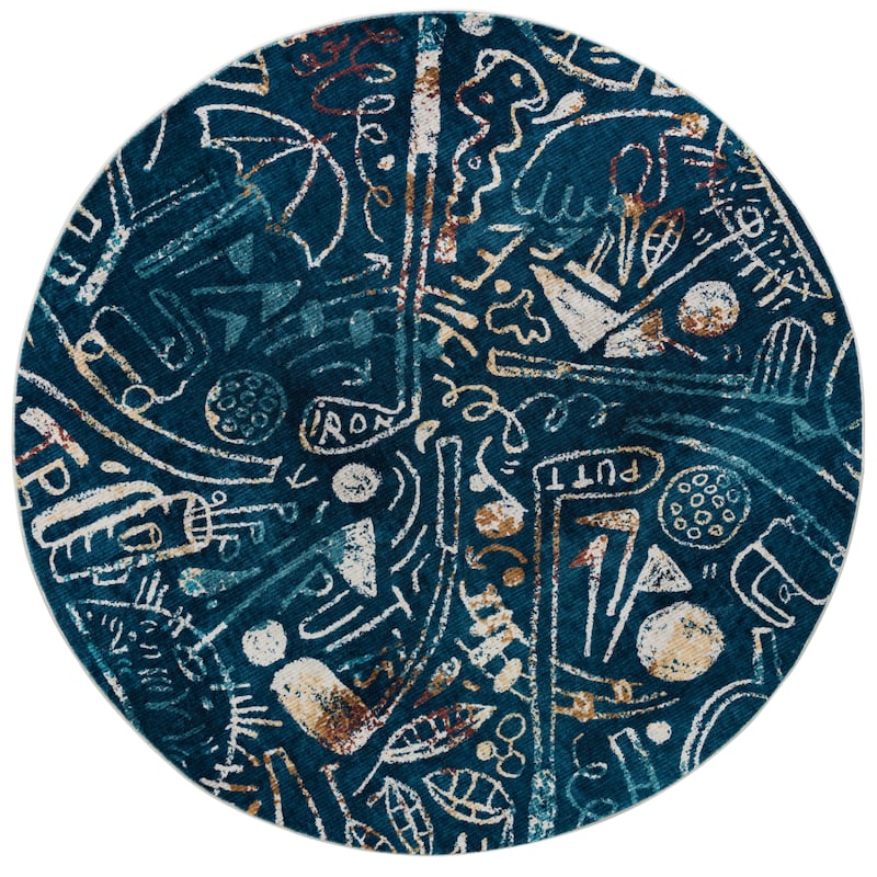 Katie Merz SPORTSGLYPHS Golf Area Rug - 6' Round - Blue