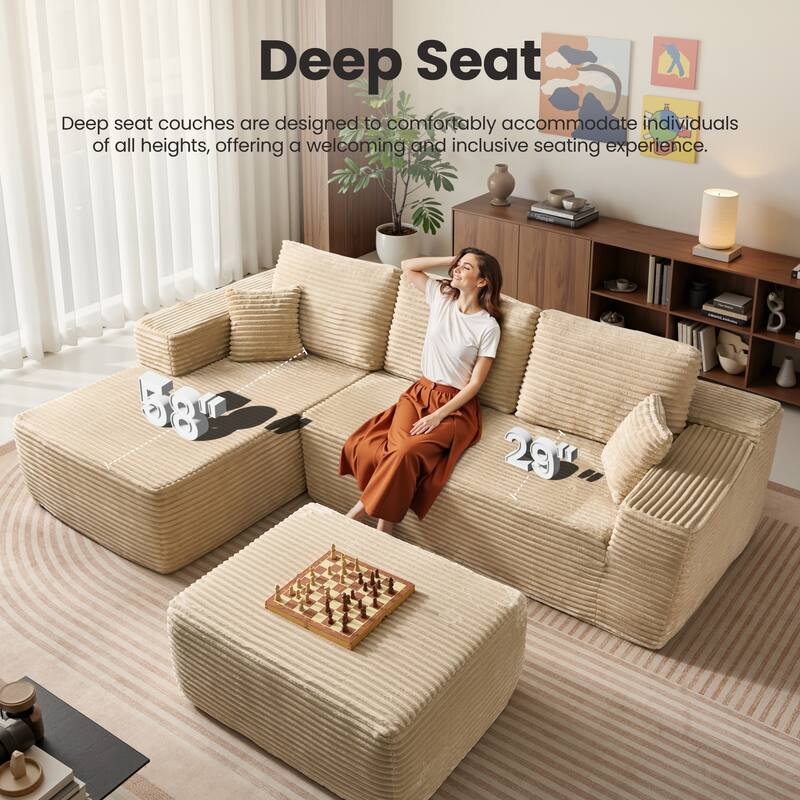 ​​OVIOS Lazy Chaise Lounge Sofa with Ottoman​