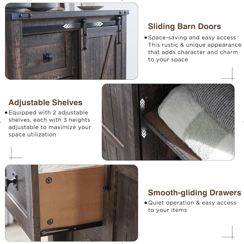 Farmhouse 5 Drawers Dresser, Chest of Drawers, Organizer Dresser