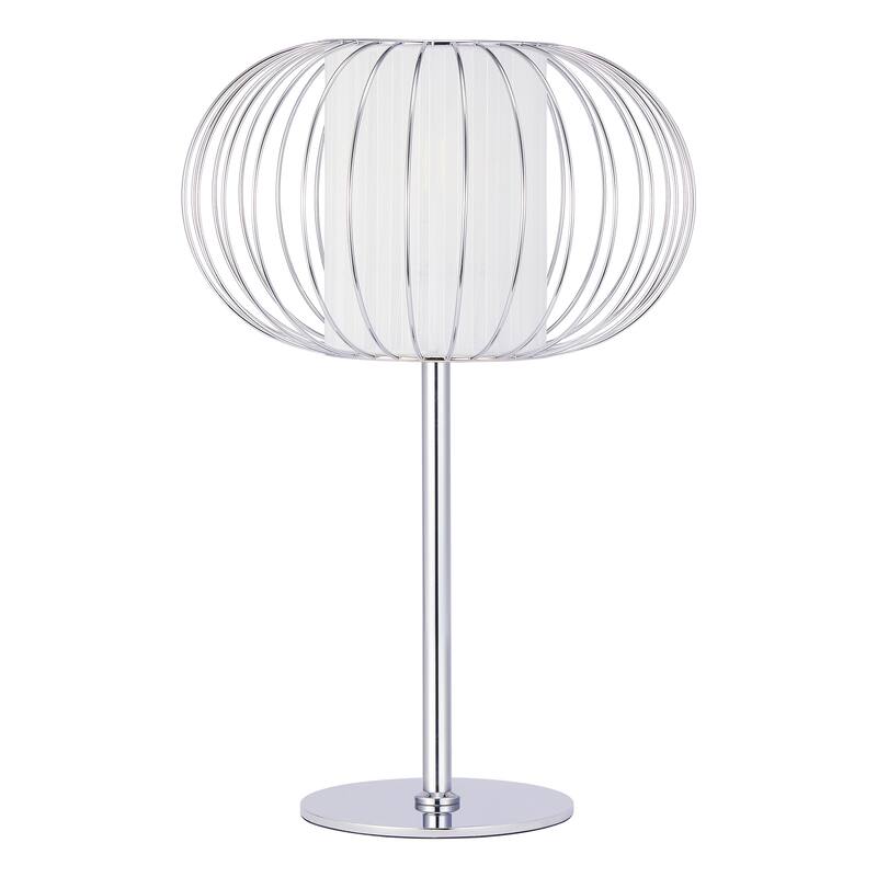 CO-Z 17" Modern Desk Lamp Table Lamp with White Fabric Shade and Metal Cage Frame
