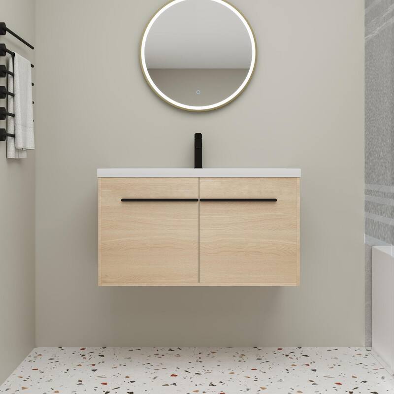 Beingnext 16''/20''/24"/30"/36" Bathroom Vanity with Sink, Floating Bathroom Vanity with Soft Close Door
