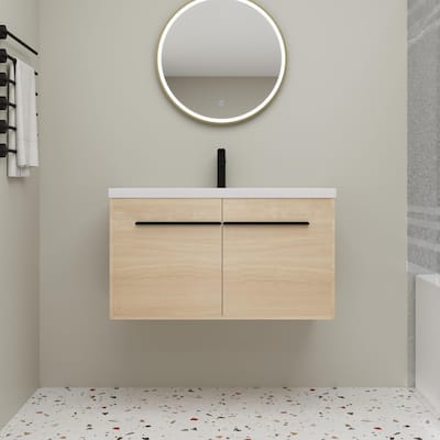 Beingnext 16''/20''/24"/30"/36" Bathroom Vanity with Sink, Floating Bathroom Vanity with Soft Close Door