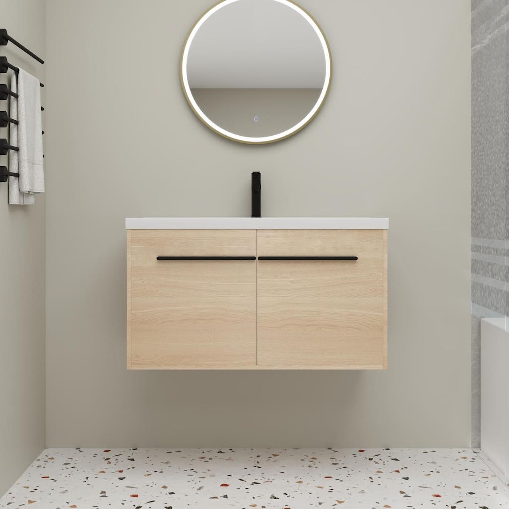 Beingnext 16''/20''/24"/30"/36" Bathroom Vanity with Sink, Floating Bathroom Vanity with Soft Close Door