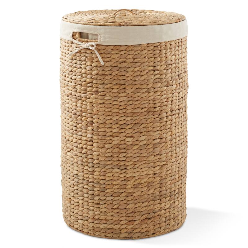 Round Laundry Hamper Basket with Lid and Liner for Clothes