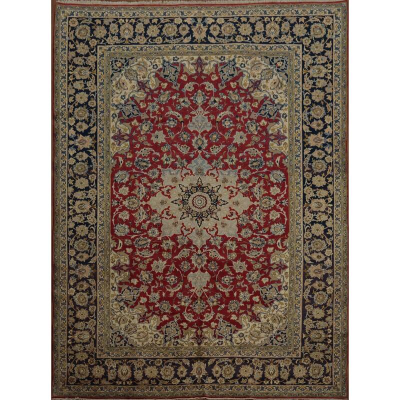 Hand Knotted Oriental 100% Wool Carpet Traditional Floral Red Najafabad Area Rug - 13' 4'' X 9' 11''