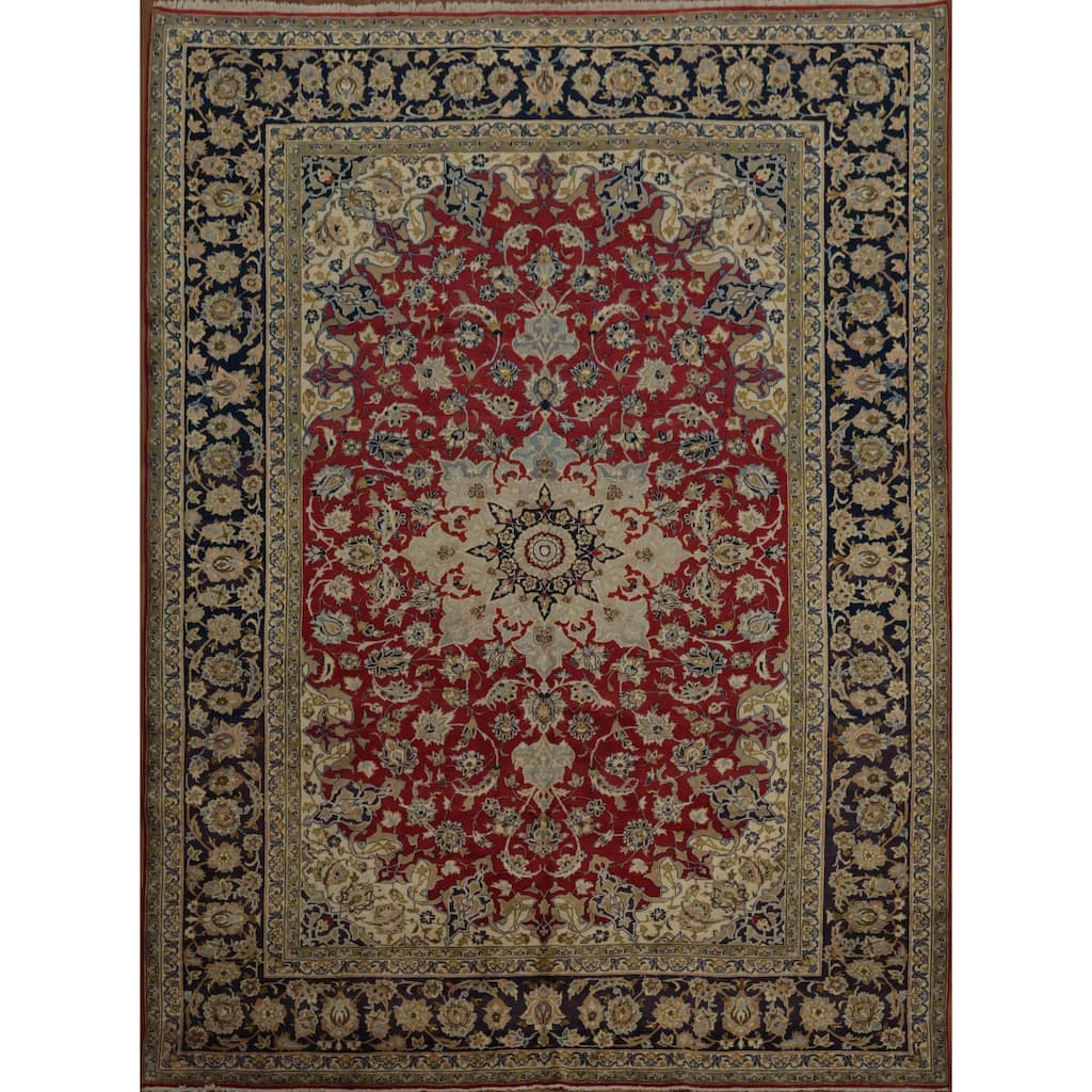 Hand Knotted Oriental 100% Wool Carpet Traditional Floral Red Najafabad Area Rug - 13' 4'' X 9' 11''