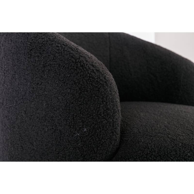 Wool Swivel Barrel Chair with 360° Rotation & Metal Base