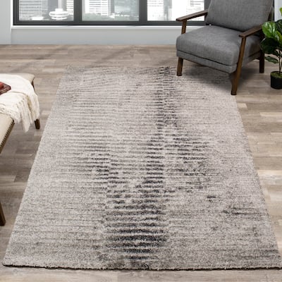 Soft Collection - Grey/Cream Distressed Ripple Rug