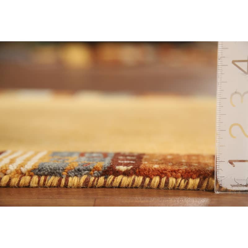 Hand Knotted Oriental 100% Wool Carpet Tribal Tribal Yellow & Gold Gabbeh Area Rug - 4' 4'' X 2' 5''