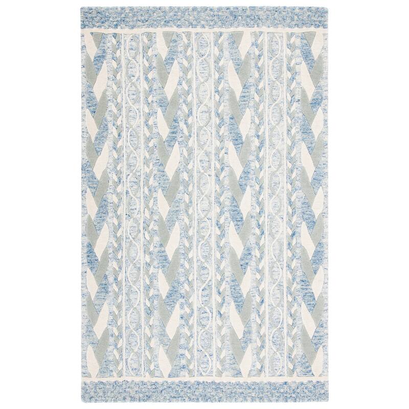SAFAVIEH Handmade Metro Zenta Wool Rug - 6' Square - Blue/Ivory