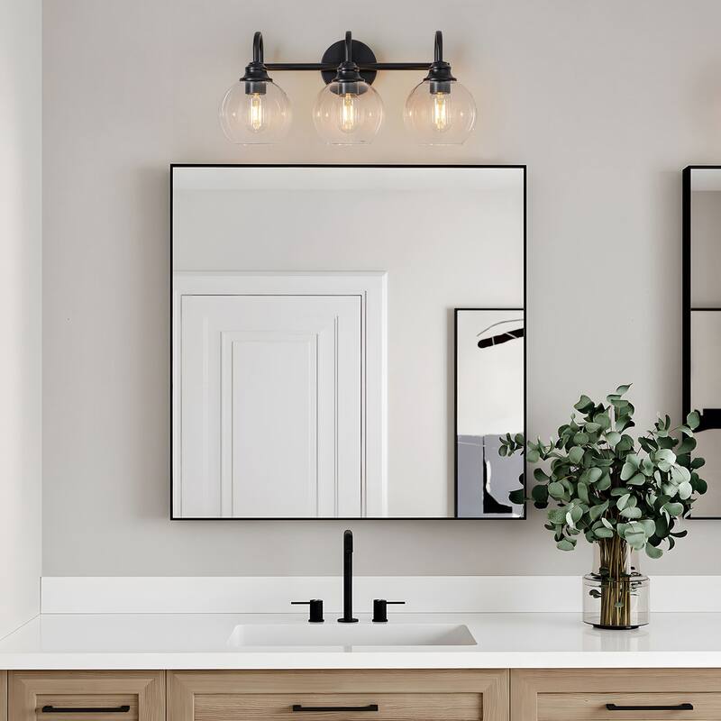 Starsky 3-Lights 20in. Dimmable Bathroom Vanity Light with Glass Globe Shade