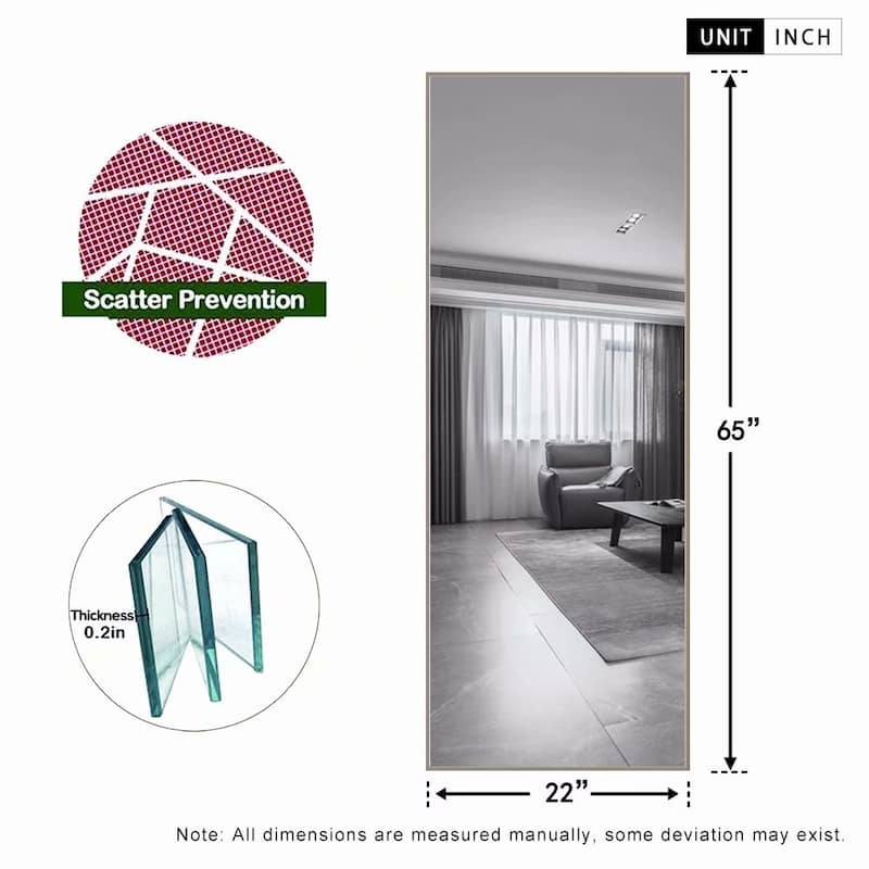 Dovelina Modern Full Length Floor Mirror - Freestanding Vanity Mirror for Bathroom or Living Space