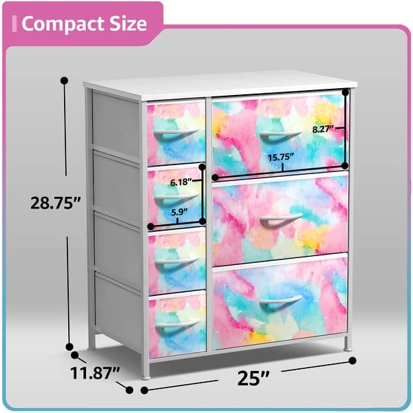 dimension image slide 10 of 11, Dresser w/ 7 Drawers, Furniture Storage & Chest Tower for Bedroom