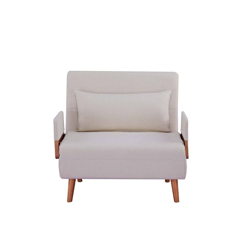 Modern Foldable Sofa Bed - Single Sleeper with Linen Fabric, 6-Level Adjustable Backrest, Converts in 10 Sec, Silent Hinges