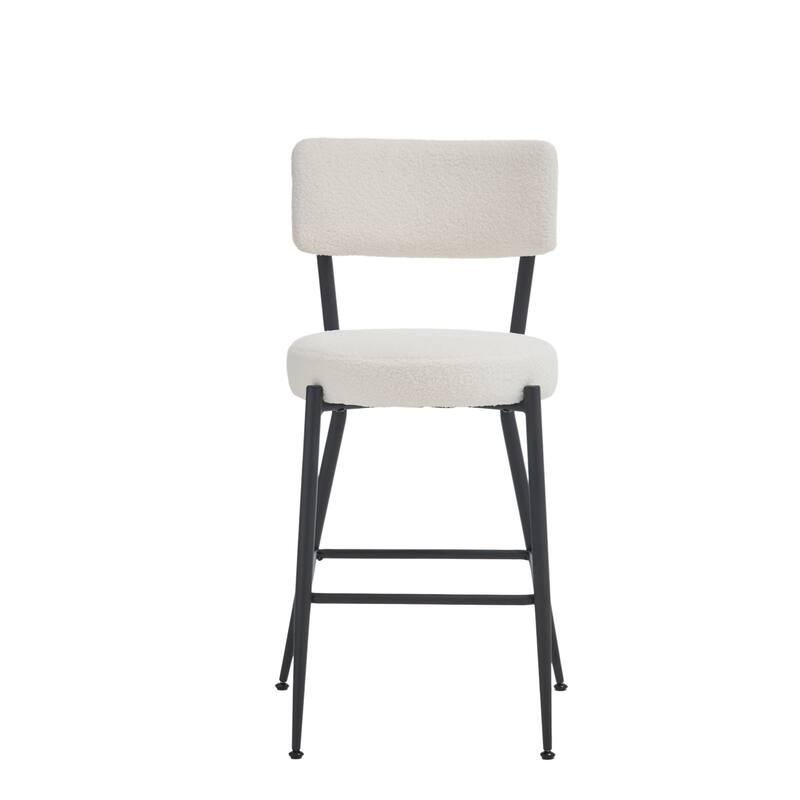 Set of 4 modern teddy fabric upholstered bar stools