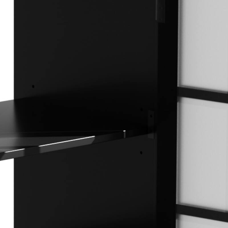 Bathroom Storage Vanity Cabinet with Ceramic Sink, Blurred Tempered Glass Doors, Matte Black Handles and Adjustable Shelf