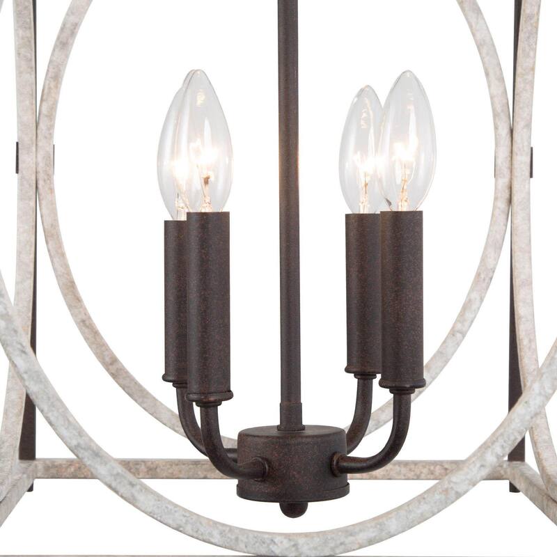 Farmhouse 4-Light Lantern Chandelier Rustic Pendant for Kitchen Island