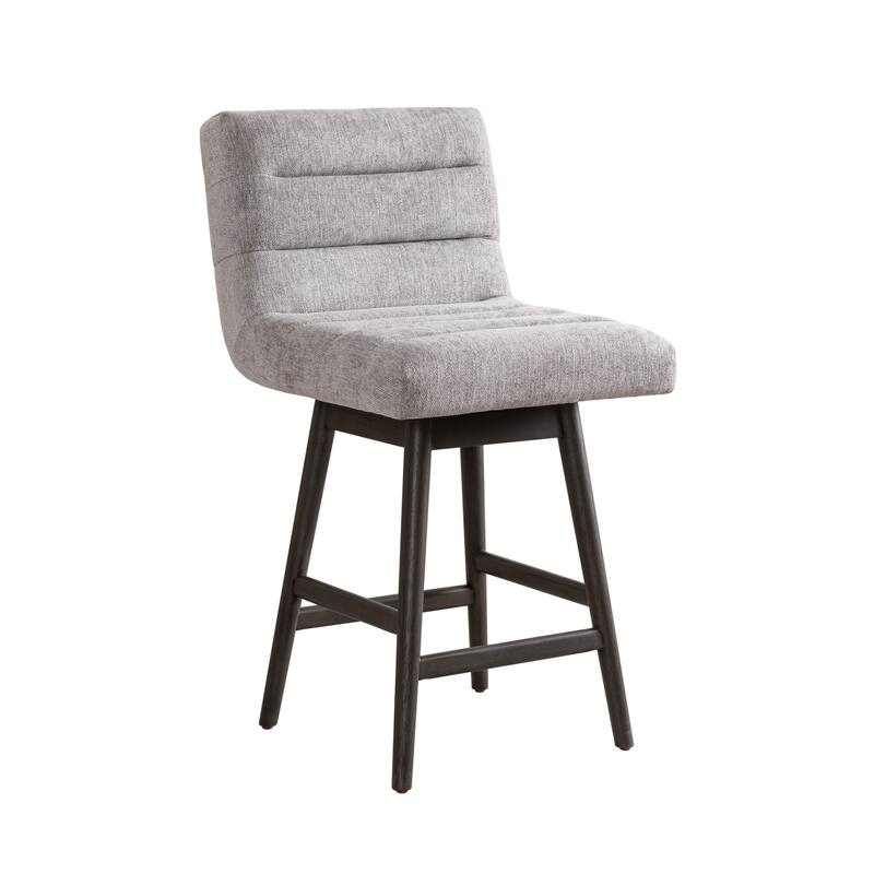 Elias Modern Swivel Bar Stool, Upholstered Counter Stool with Solid Wood Frame