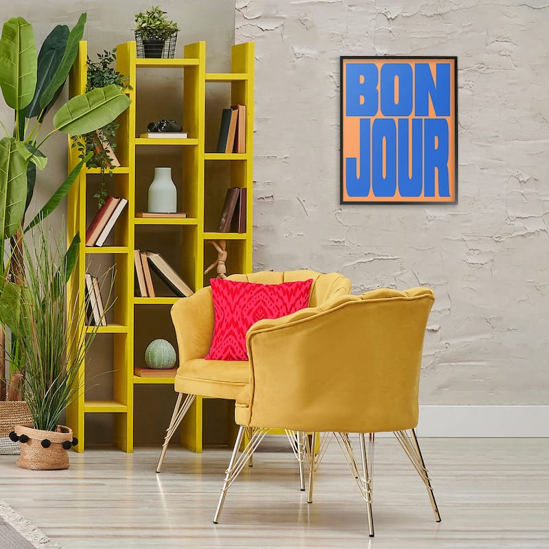 Stupell Bonjour Blue & Orange Framed Giclee Art Design By House of Lulu