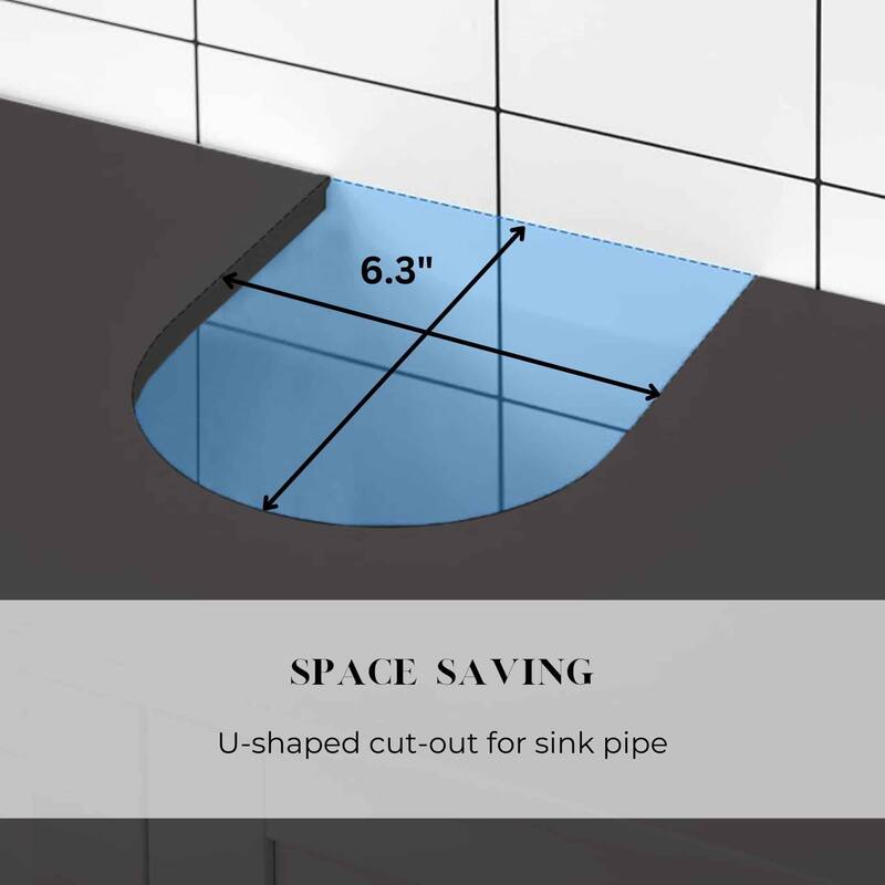 Under Sink Cabinet with U-Shaped Cut-Out, Double Vented Doors - 24"L x 11.8"D x 27.9"H