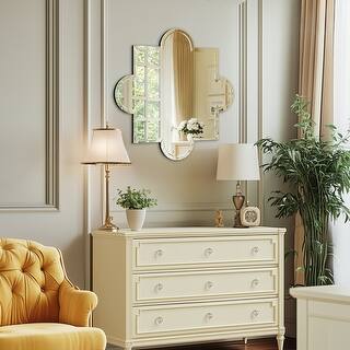Irregular Beveled Wall Mirror Quatrefoil Decorative Vanity Mirror