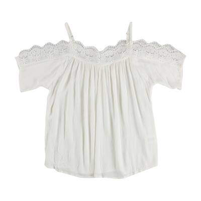 Kingston Grey Womens Lace Cold Shoulder Blouse,, White, Large