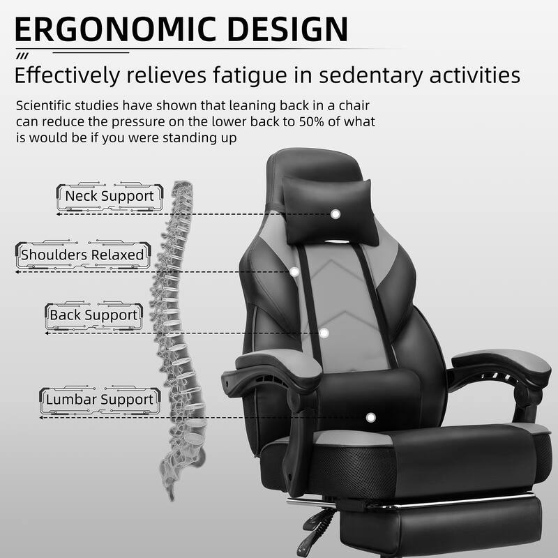 Adjustable Comfortable Game Chair Swiveling PC & Racing with Footrest