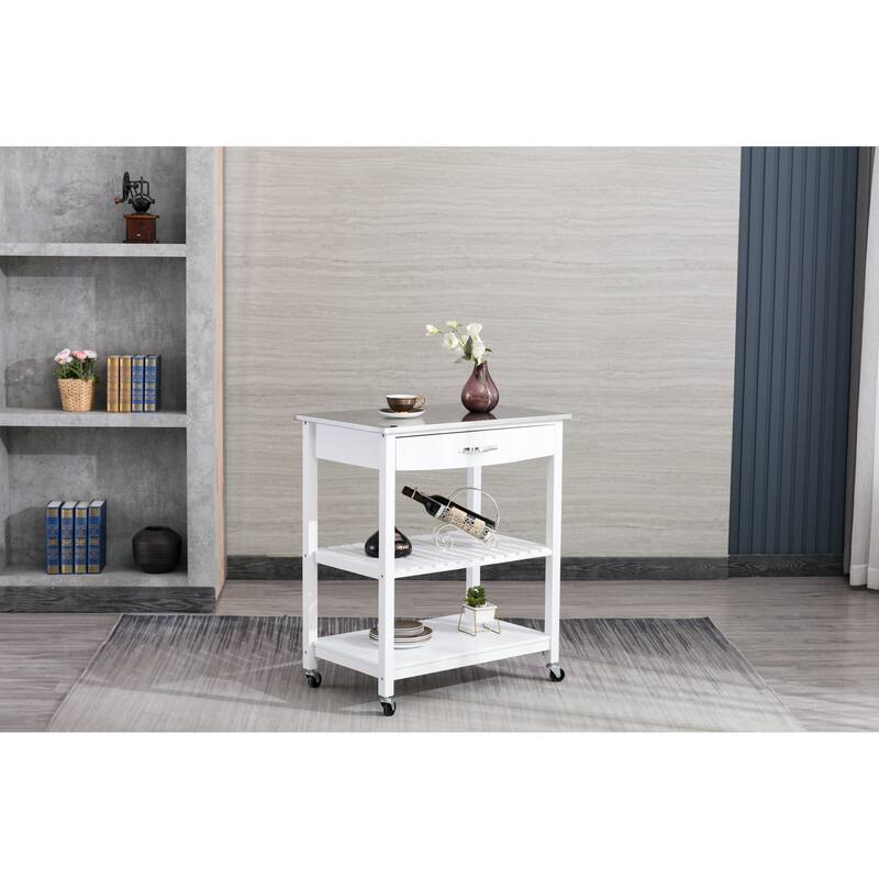 Holland Kitchen Cart With Stainless Steel Top
