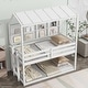 preview thumbnail 3 of 15, House Loft Bed with Guardrails,Semi-enclosed Roof,Bedside Shelves and Ladder,Twin Size