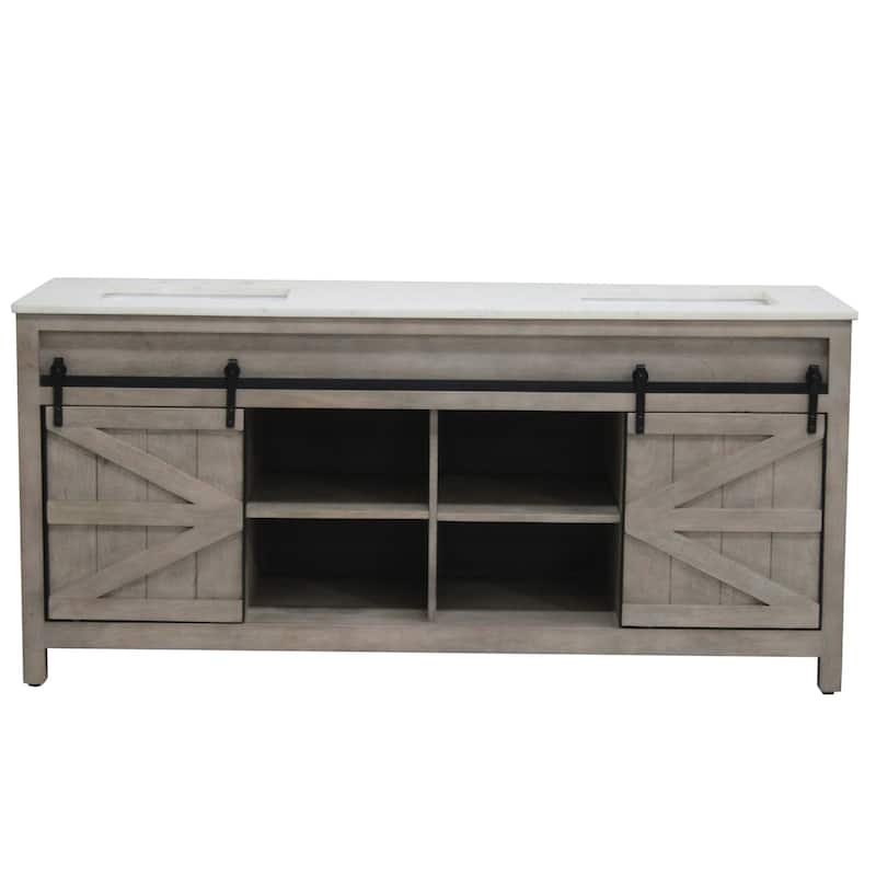 Barn Door Vanity 72 " wide in White Pigment