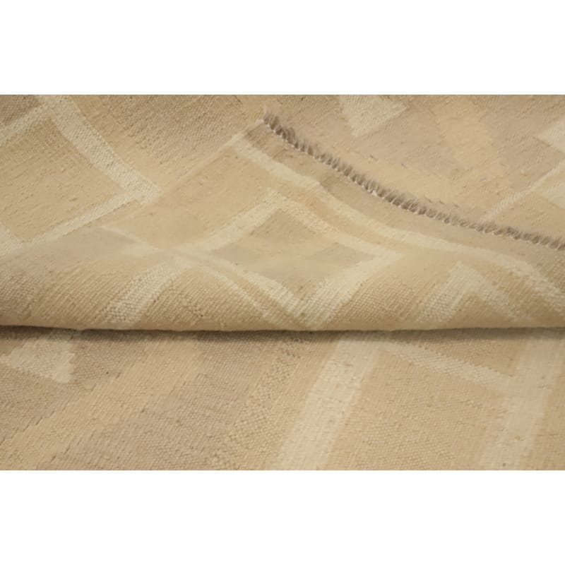 Hand Woven Oriental 100% Wool Carpet Southwestern Tribal Beige & Ivories Kilim Runner Rug - 10' 0'' X 2' 9''