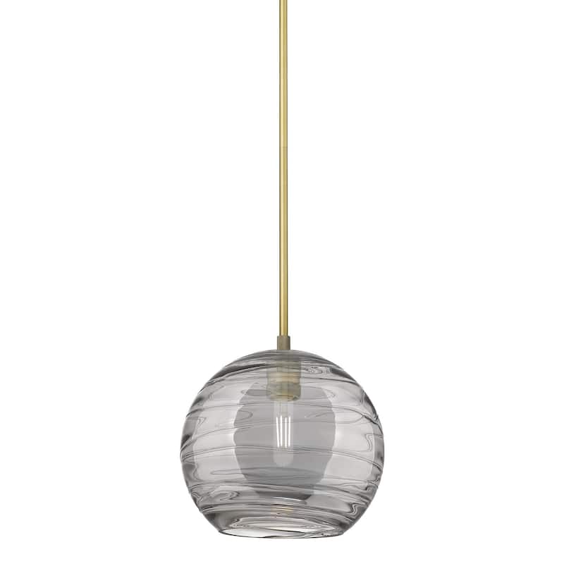 Innovations Lighting 434-1S-10-10 Crown Point Pendant Crown Point 10" - Brushed Brass / Light Smoke Deco Swirl