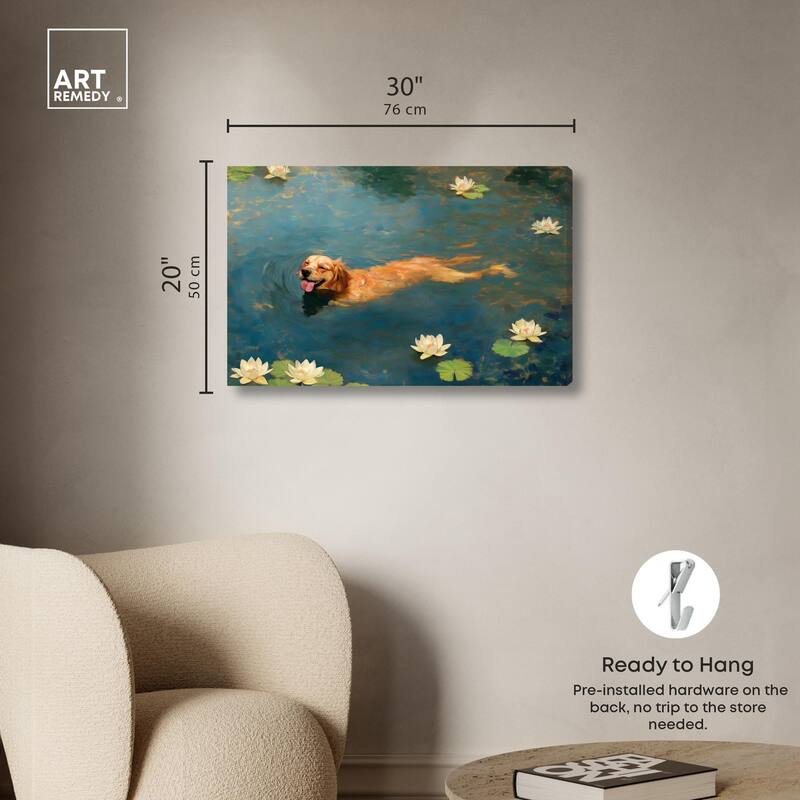 Pond Pup II Canvas by Art Remedy, Gallery Wrapped