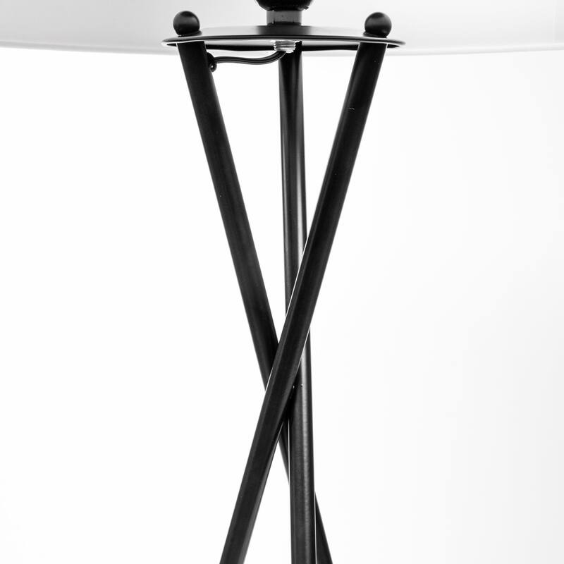 HomeRoots 66" Black Tripod Floor Lamp With White Fabric Drum Shade - 22" W x 65.5" H x 22" D