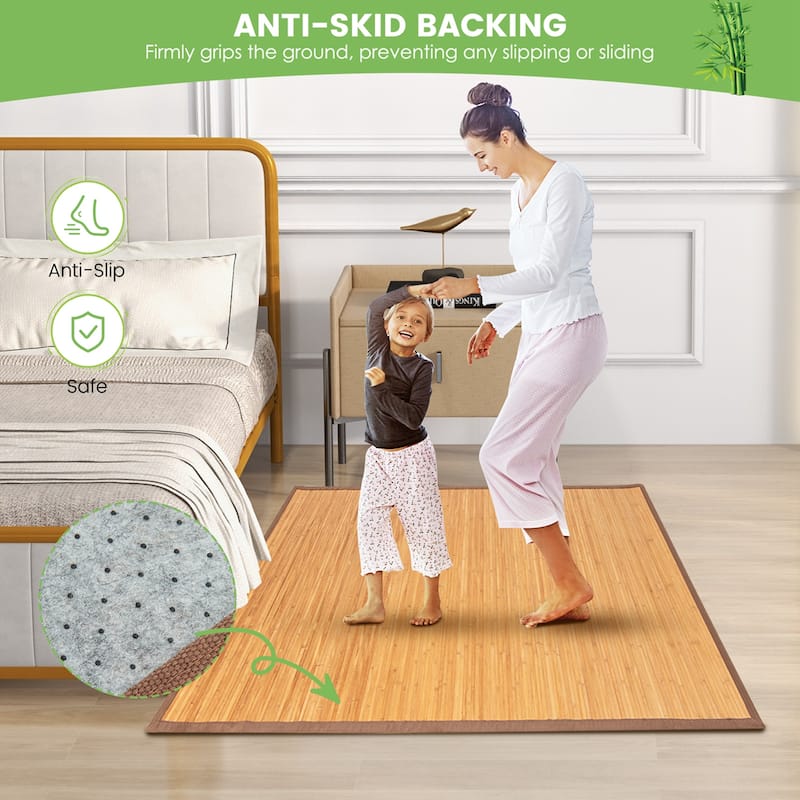 Costway 5' X 8' Bamboo Area Rug Floor Carpet Natural Bamboo Wood