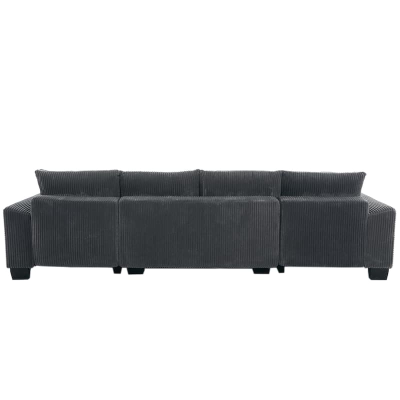114" U Shape Corduroy Sofa Oversize Sectional Couch Upholstered Sofa Bed