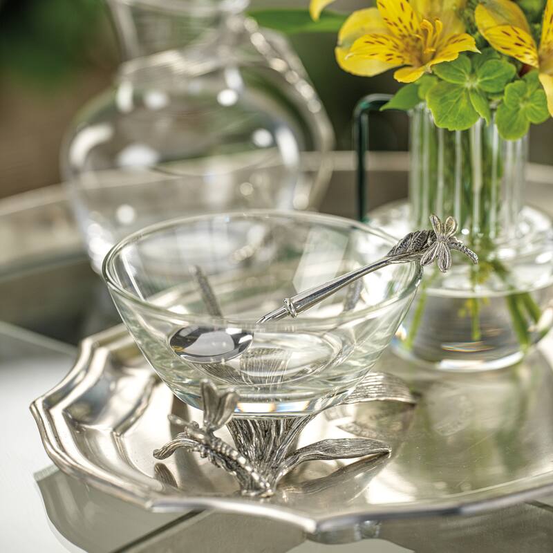 Dragonfly on Stalk Pewter & Glass Bowl