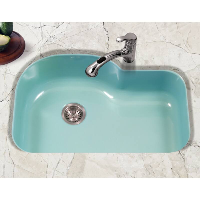Houzer Porcela 31-1/4" Single Basin Undermount Porcelain Enameled