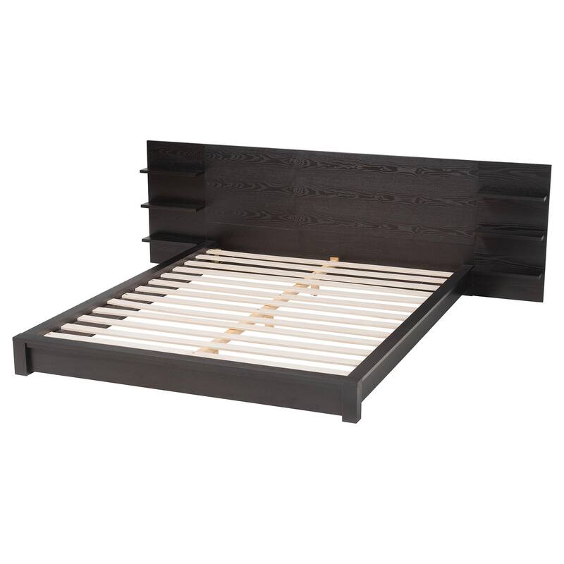 Elina Modern and Contemporary Platform Storage Bed with Shelves