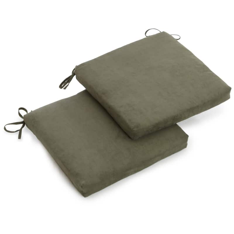 20-inch by 19-inch Microsuede Chair Cushion with Ties (Set of 1, 2, or 4) - Set of 2 - Hunter Green