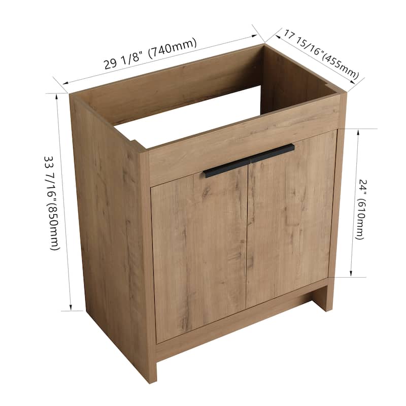 24/30/36 Inch Freestanding Bathroom Vanity Cabinet with Soft Close Door and Adjustable Shelf (Without Sink)