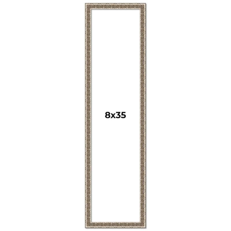 8x35 Frame Silver Versailles Ornate Solid Wood Picture Frame | 1 Inch