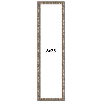 8x35 Frame Silver Versailles Ornate Solid Wood Picture Frame | 1 Inch