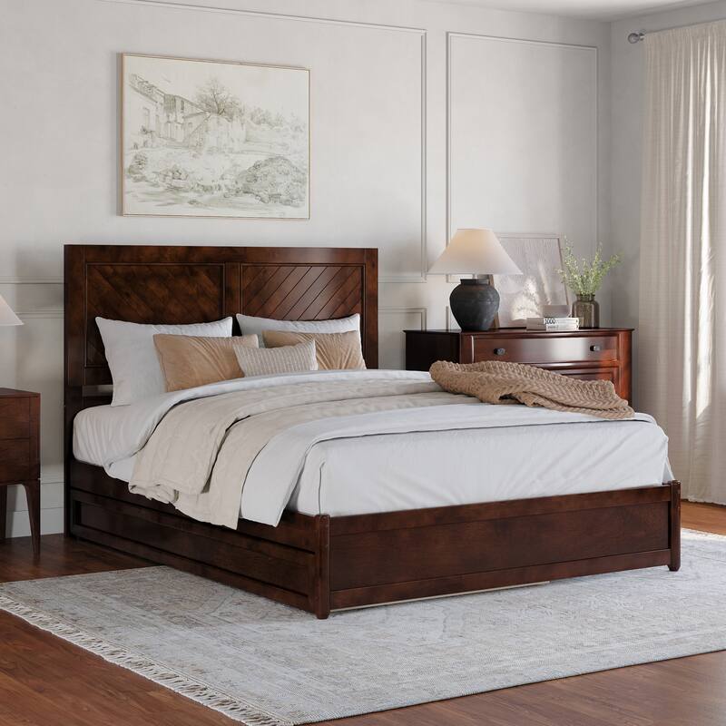 Clayton Platform Bed with Panel Footboard and Twin XL Trundle