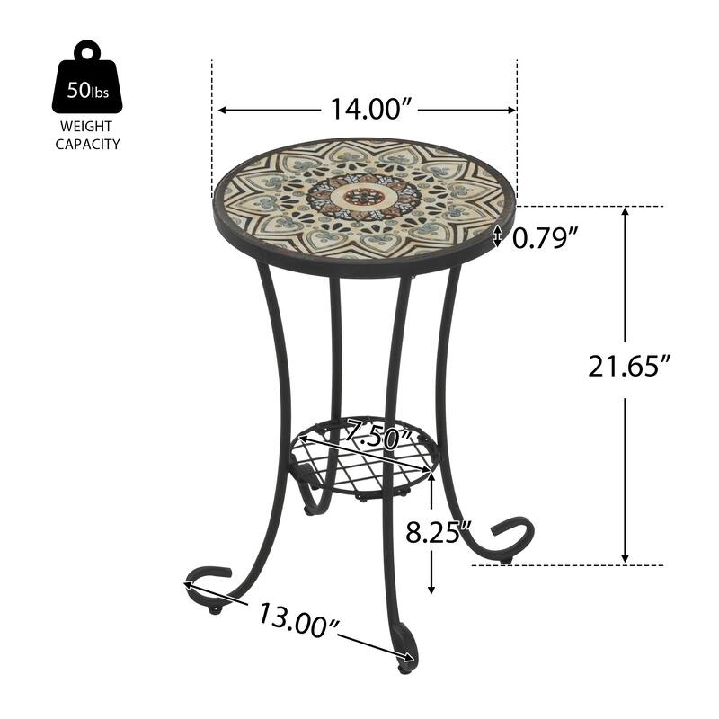 Patio Side Table with Shelf