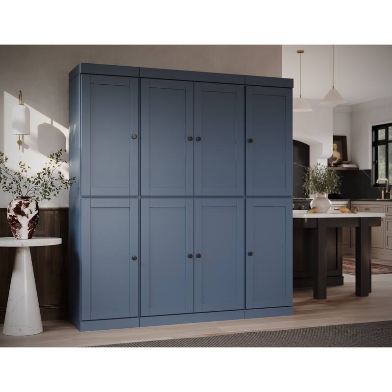 Palace Imports 100% Solid Wood 65" Pantry Cabinet with Shaker Doors and Adjustable Shelves - Antique Blue