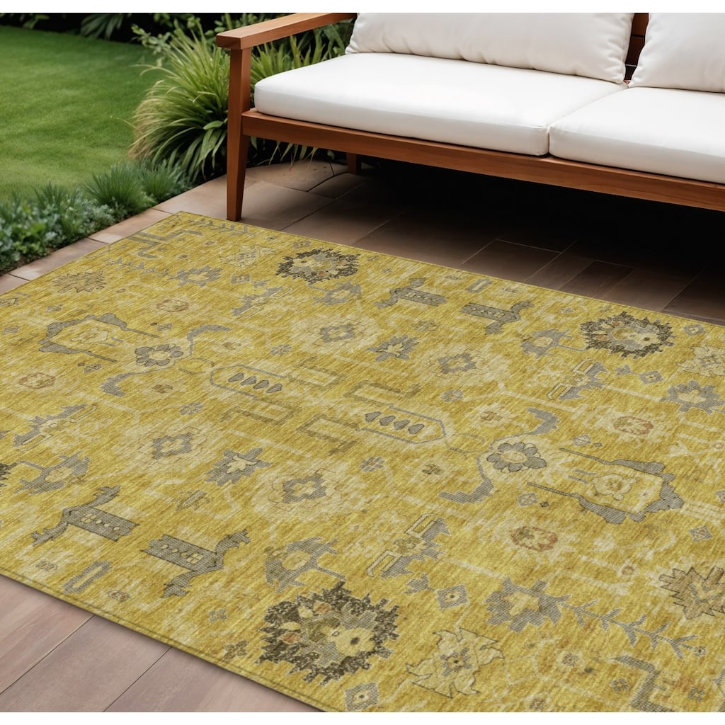 HomeRoots Oriental Traditional Rectangle Outdoor Rug