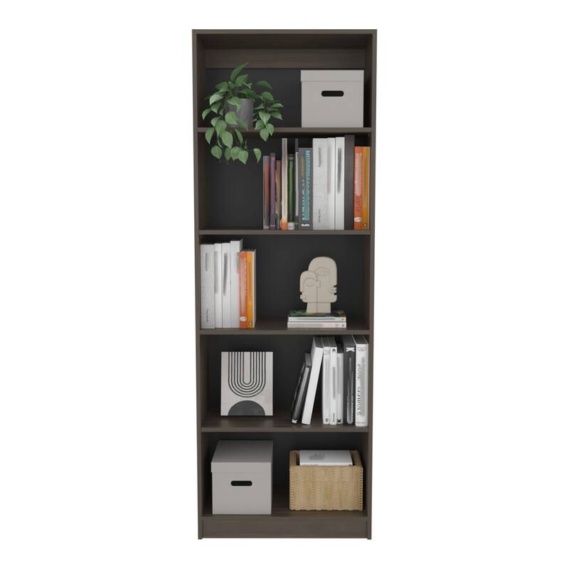 Home 4 Shelves Bookcase Kronos, Open Storage, Stained Walnut