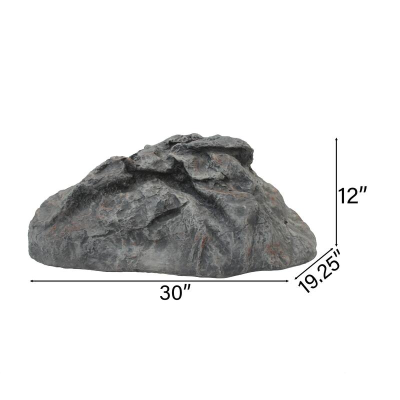 Decorative Outdoor Weather-Resistant Artistic Artificial Faux Stone Rock, Garden Patio Granite Grey Fiberglass Stone