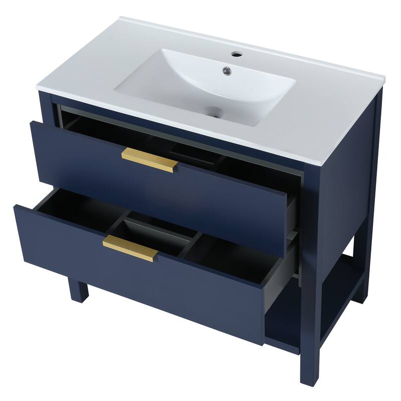 BNK 30/36 Inch Bathroom Vanity With Single Sink,Modern Bathroom Vanities With Soft Close Drawer And Shelf